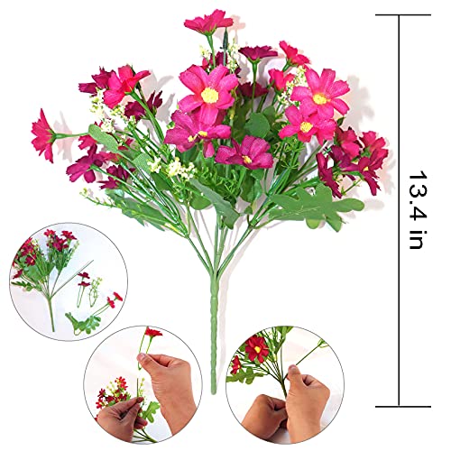 12 Bundles Artificial Fake Flowers For Outdoor Decoration,Uv Resistant Faux Plastic Fabric Greenery Shrubs Plants Fake Flowers Hanging Planter Kitchen Home Wedding Office Garden Decor #TOP6