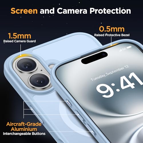 Image of Miracase Magnetic Series for iPhone 16 Case [Compatible with MagSafe] Military-Grade Protection, Anti-Fingerprint, Slim Phone Case for iPhone 16 6.1 inch - Light Blue
