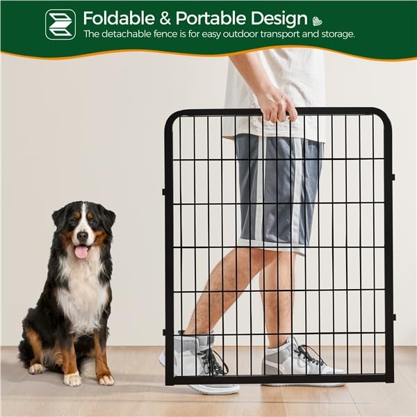 Yaheetech Parc pour Chiens 8 Panneaux Cage Chenils Chien Enclos en métal 80 cm de Hauteur Clôture pour Chiot Rongeur Lapin Barriere Chien avec Sac de Rangement