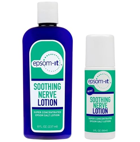EPSOM-IT Soothing Nerve Lotion & Nerve Rollerball - Epsom Salt Magnesium Lotion, Topical Magnesium Cream with Capsaicin & Arnica to Provide Comfort for Legs, Knee and Feet, 8.0 oz.