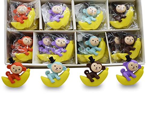 Image of Asera 3D Monkey Banana Erasers Pencil Top for Kids Gift Options Birthday Return Gifts (48 Pcs)