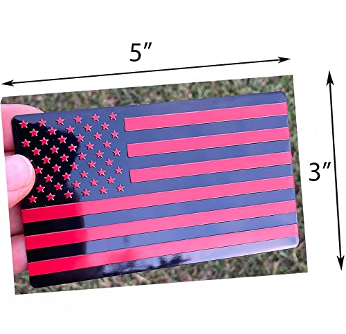 Image of US Black Flag Auto Car Fender Emblem for Cars Trucks Laptop Walls (5 inchx3 inch, Black Red)