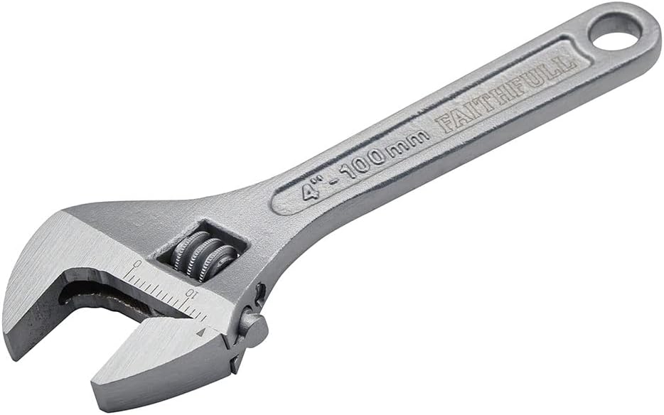 Faithfull FAIAS100MC Adjustable Chrome Spanner 100mm (4in) 15mm Jaw Capacity