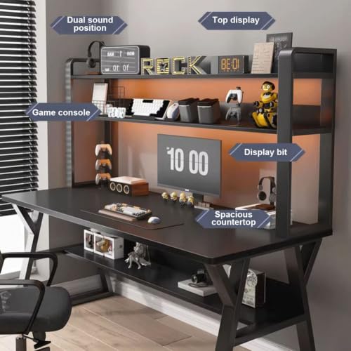 Petit bureau ordinateur 100x50 cm avec étagères intégrées pour chambre moderne - 3