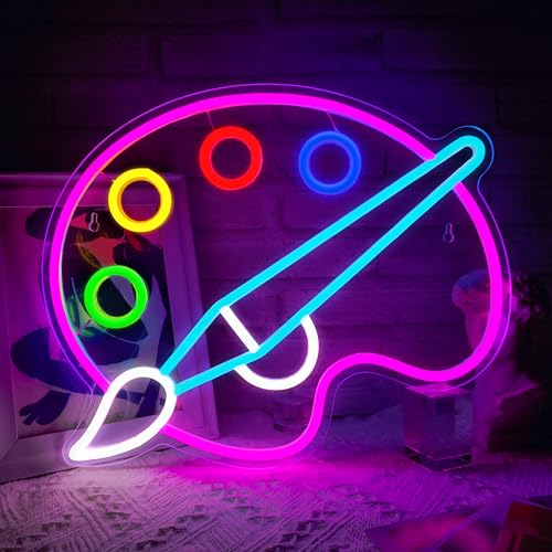 Image of Paint Palette Neon Sign Dimmable Paint Pallet Neon Signs for Wall Decor Led Sign for Art Classroom Decor USB Powered Art Painting Light Up Sign
