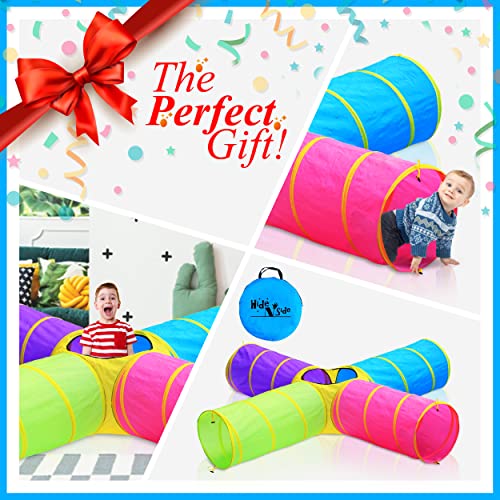 Hide N Side Kids Play Tunnels, Indoor Outdoor Crawl Through Tunnel For Kids Dog Toddler Babies Children, Pop Up Tunnel Gift Toy (Multi, 4 Way) #TOP3