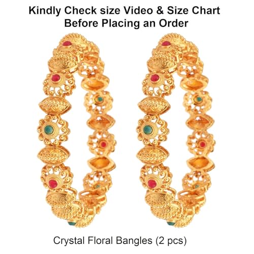 Image of Efulgenz Indian Style Bollywood Gold Plated Rhinestone Crystal Bridal Wedding Bracelet Bangle Set Jewelry