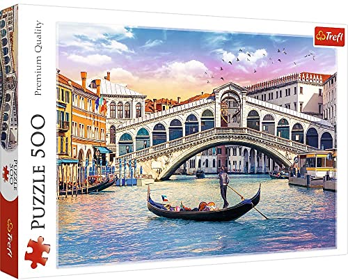 Trefl, Puzzle, Rialtobrücke, Venedig, 500 Teile, Premium Quality, für Erwachsene und Kinder ab 10 Jahren