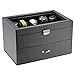 Uhrenbox Mit 20 Fächern Abschließbare Aufbewahrungsbox Für Uhren Schmuckvitrine Aus Echtem Glas Schwarzes Kohlefaserleder Mit Schwarzem Futter (Color : Black, Size : 31×21×18cm)
