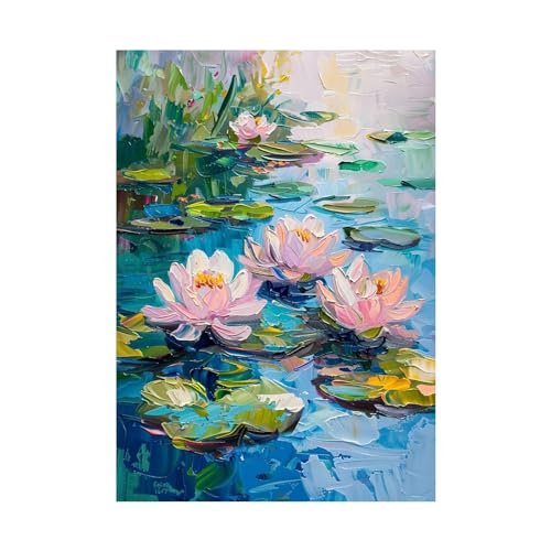 Peinture de lotus toile moderne 80x120cm pour creer un salon zen et epure