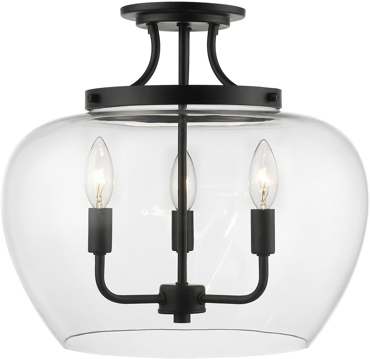 Z-Lite 3 Light Semi Flush Mount 473SF-MB, Matte Black
