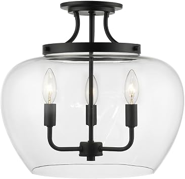 Z-Lite 3 Light Semi Flush Mount 473SF-MB, Matte Black