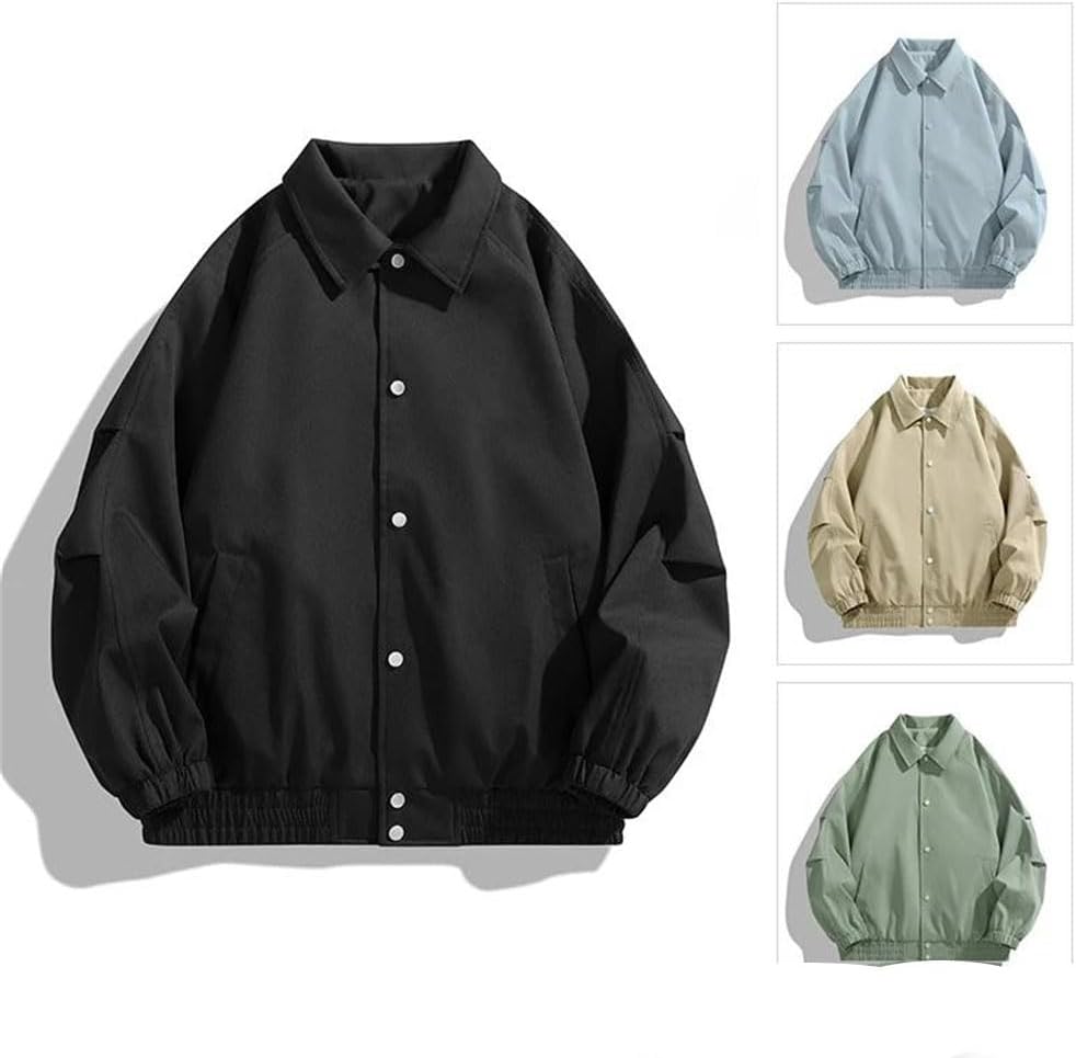 Loose Lapel Casual Sport Tops Men's Light Blue Sport Running Hiking Casual Jacket Elastic Hem Cuff