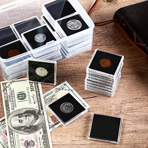 Vicenpal 50 Pcs 2 Inch Silver Dollar Coin Holder With Foam Gasket 5 Sizes Capsules Acrylic Organizer Cases Display Box And Plastic Storage For Collection #TOP6