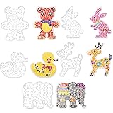 Fysaran Bügelperlen Platten in vielen Tier Formen, Stecktafeln aus Kunststoff, Bügelperlen vorlagen - Elefant Kaninchen Bär Ente Hirsch, Steckperlen Platten für Kinder ab 3 Jahren