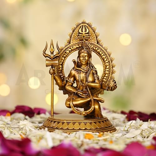 Image of Artarium Resin Ardhanarishvara Idol Ardhnarishwar Statue Shiv Parvati Idol Shiv Parvati Double Avatar Statue for Car Dashboard and Home Decor Showpiece (Ardhanarishvara Antique 3.93 Inch)