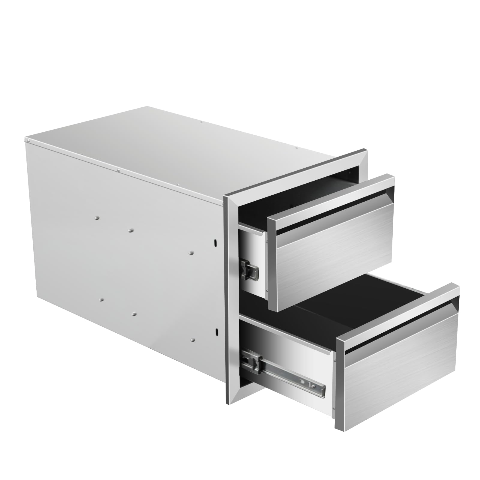 Outdoor Kitchen Drawers 14" W x 15" H x 23" D Stainless Steel Drawer BBQ Double Drawers with Hidden Handle for Outdoor Kitchen Island, Patio Grill Station