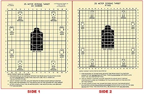 Amazon.com : M4/M16 25-Meter Two-Sided Zeroing Target Side 1 25 Meter ...