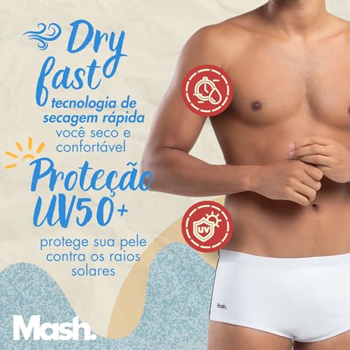 MASH Sunga com Vivo Secagem Rápida Xtra Life UV50 Masculina Adulto, Branco, G