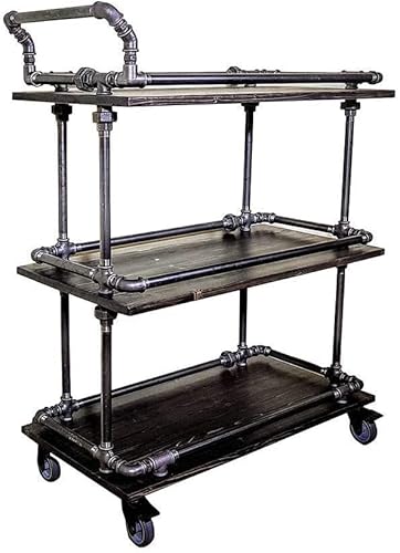 Dog Wipes Retro 3-Tier Iron Serving Cart for Hotels & Restaurants Multi-Functional Storage Trolley for Home Commercial Use Stylish Beverage & Food Cart