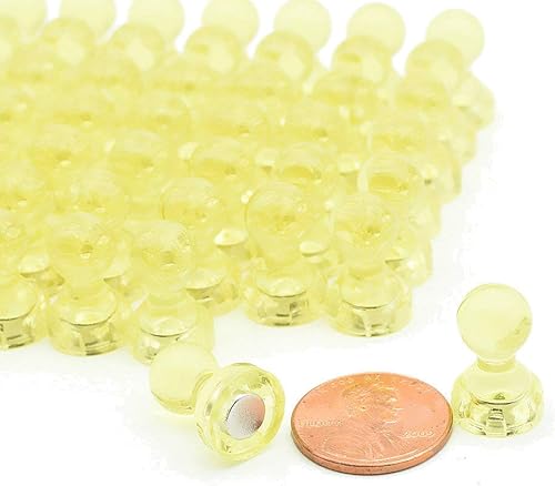 Miniatura 3 de 56 pines magnéticos para pizarra blanca de color transparente, uso en casa, escuela, aula y oficina (0.433 x 0.669 in, amarillo)
