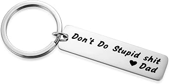 Aesnefe Funny Keychain Gift for Teen from Mom Dad Dont Do Stupid Shit Keychain for Kids Student Gag Gifts for Teenage Boy Girls