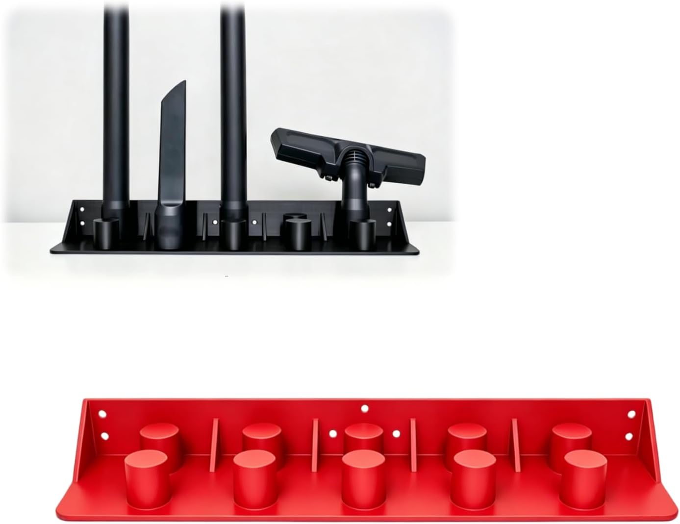 Wall Mount Vacuum Attachment Holder Compatible with Milwaukee M18 Compact Vacuum, 10 Slot Vacuum Accessory Organizer for 1.25 Inch Attachments and Hose Garage Storage Rack (Red)