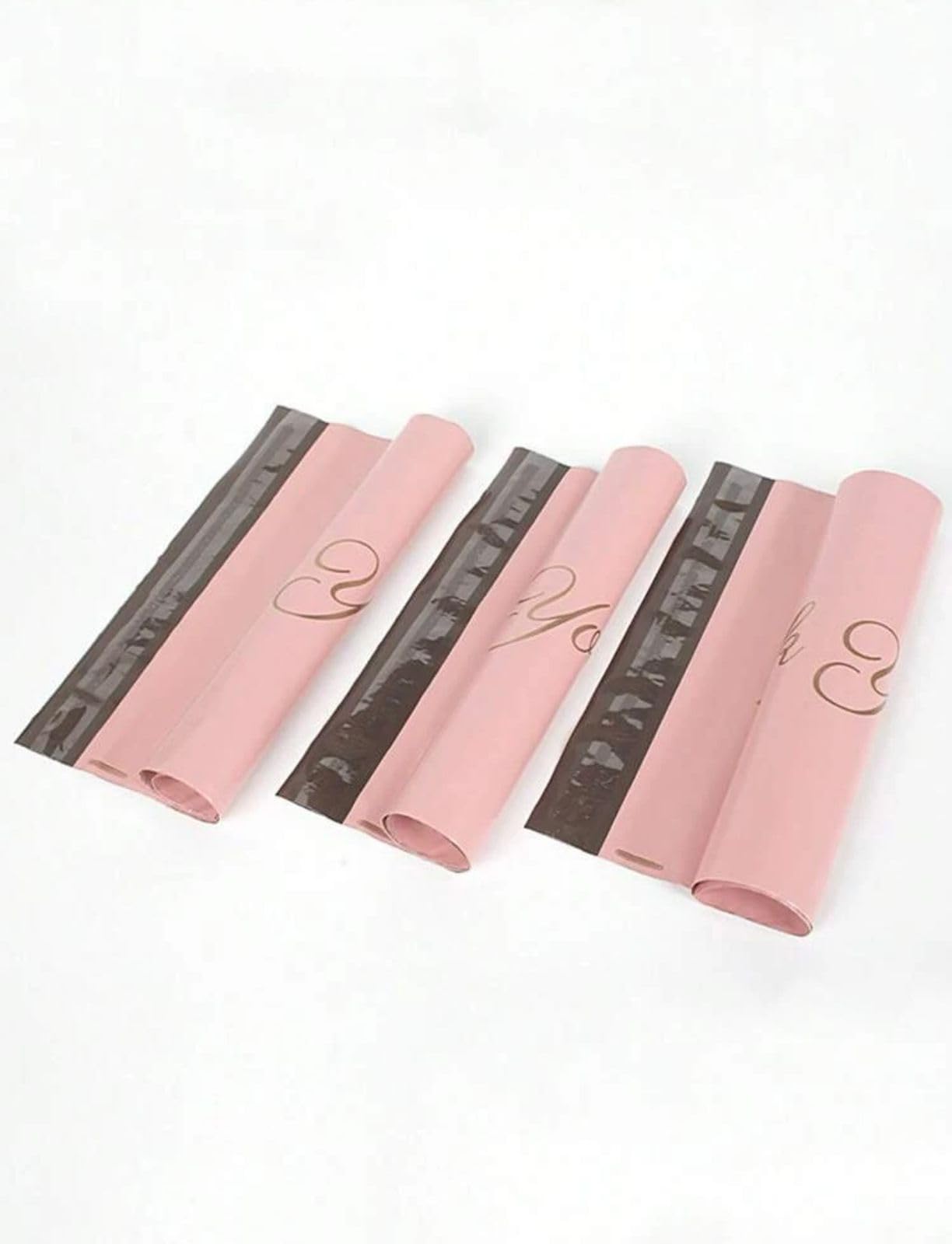 SEIGEPoly Mailers with Thankyou Slogan 15x25 Cm, Strong Thick Mailing Envelopes Self Sealing Adhesive Waterproof and Tear Proof Boutique Packaging Postal for Clothing ((15x25) 100 Pcs, Pink)