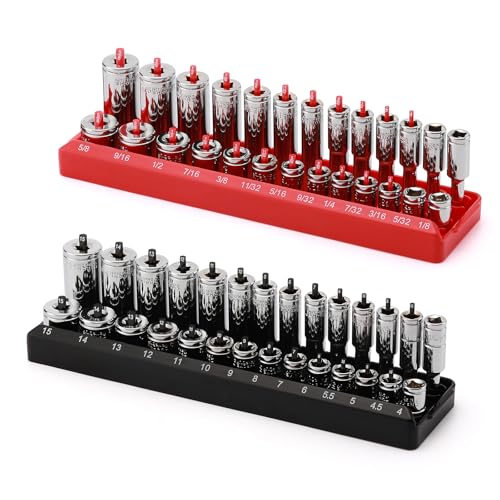 AIRTOON 1/4-Inch Drive Socket Organizer Trays, 2-Piece SAE and...