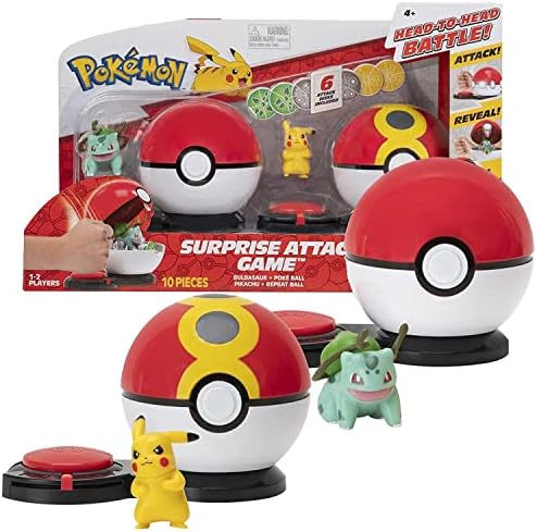 Pokémon PKW2474 Game-Includes Surprise Balls, Two Assorted 2-Inch Pokemon Battle Figures, and Six Attack Discs