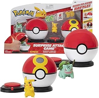 Pokémon PKW2474 Game-Includes Surprise Balls, Two Assorted 2-Inch Pokemon Battle Figures, and Six Attack Discs