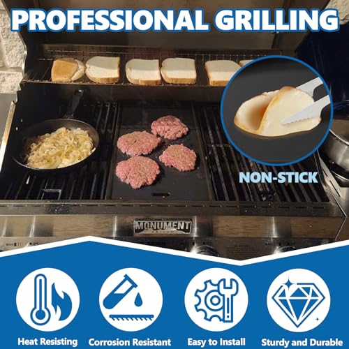 Image of SafBbcue 96333 Grill Plates for Monument Grills 77352 24633 17842 35633 13892 Gas Grill Cooking Accessories, Cast Iron Reversible Griddle for Monument Grill 41847NG D405 77352MB D425 Replacement Parts