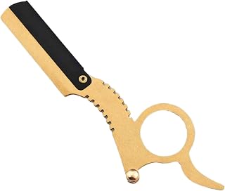 1st hopfällbar Barber rakhyvel | Utbytbart knivrakverktyg for skägg Ögonbryn Frisyr Trimning Pro Frisörverktyg(Golden ring knife ho)