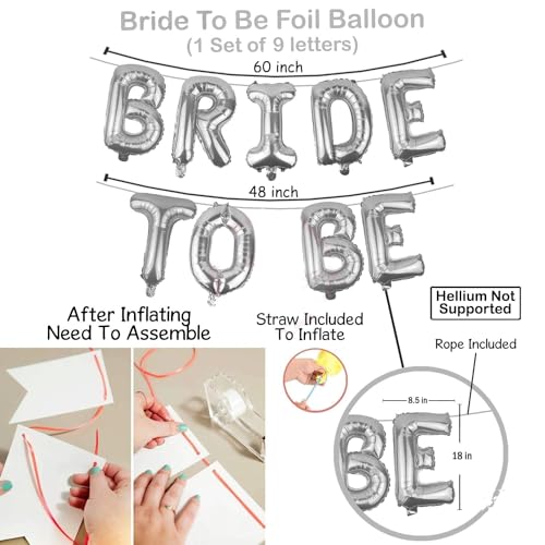 Image of Party Propz | Bridal Decor Kit | 64 Pcs | Shimmering Foil Balloon & Sash | Metallic Finish | Bride To Be Decoration, Party Decorations Items, Bridal Shower Decorations | Multicolor | Easy Setup