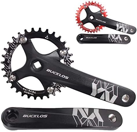 MTB 170mm Square Taper Crankset, 104 BCD Mountain Bike Narrow Wide Tooth Chainring 32/34/36/38/40/42T, Single Speed Round/Oval Chainring and Crank, fit Shimano, SRAM, FSA