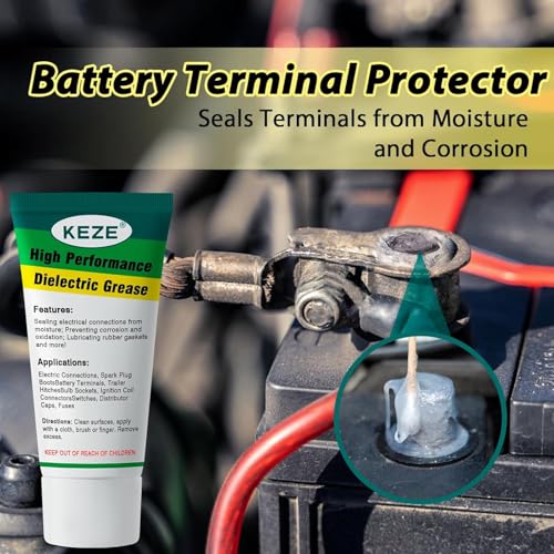 KEZE Dielektrisches Fett für elektrische Steckverbinder, Zündkerzenstecker, Korrosionsschutz, Salz und Schmutz, Kfz-Tuning, Dielektrisches Fett für Batterieklemmen,30g pro Stück, 1er-Pack