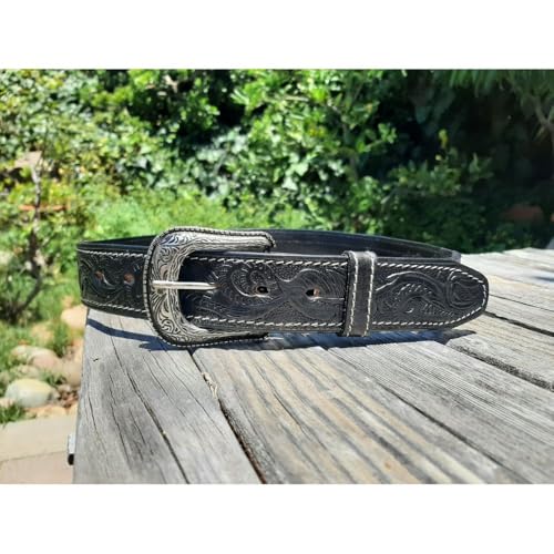 Authentic Handmade Mexican Leather Belt for Men – Western Cowboy Style with Silver Buckle3