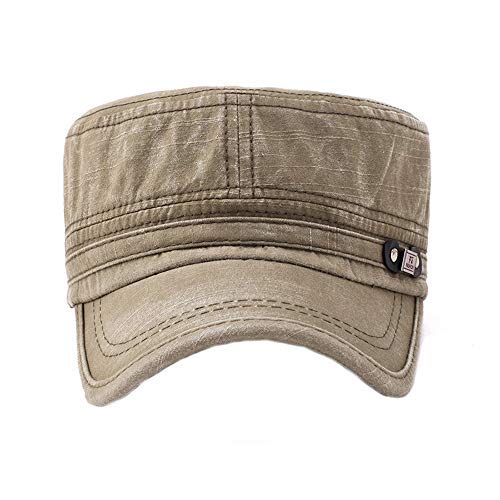 Mens Womens Cadet Style Military Hat Adjustable Army Flat Top Cap Denim Distressed Cap With Visor #TOP1