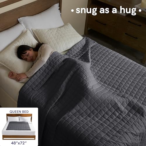 Image of YnM 15lbs Weighted Blanket for Adults, Heavy Bed Throw Blanket with Cooling Glass Beads for All Season Use, Ideal for ~140lbs (48x72 Inches, Twin /Full, Dark Grey)