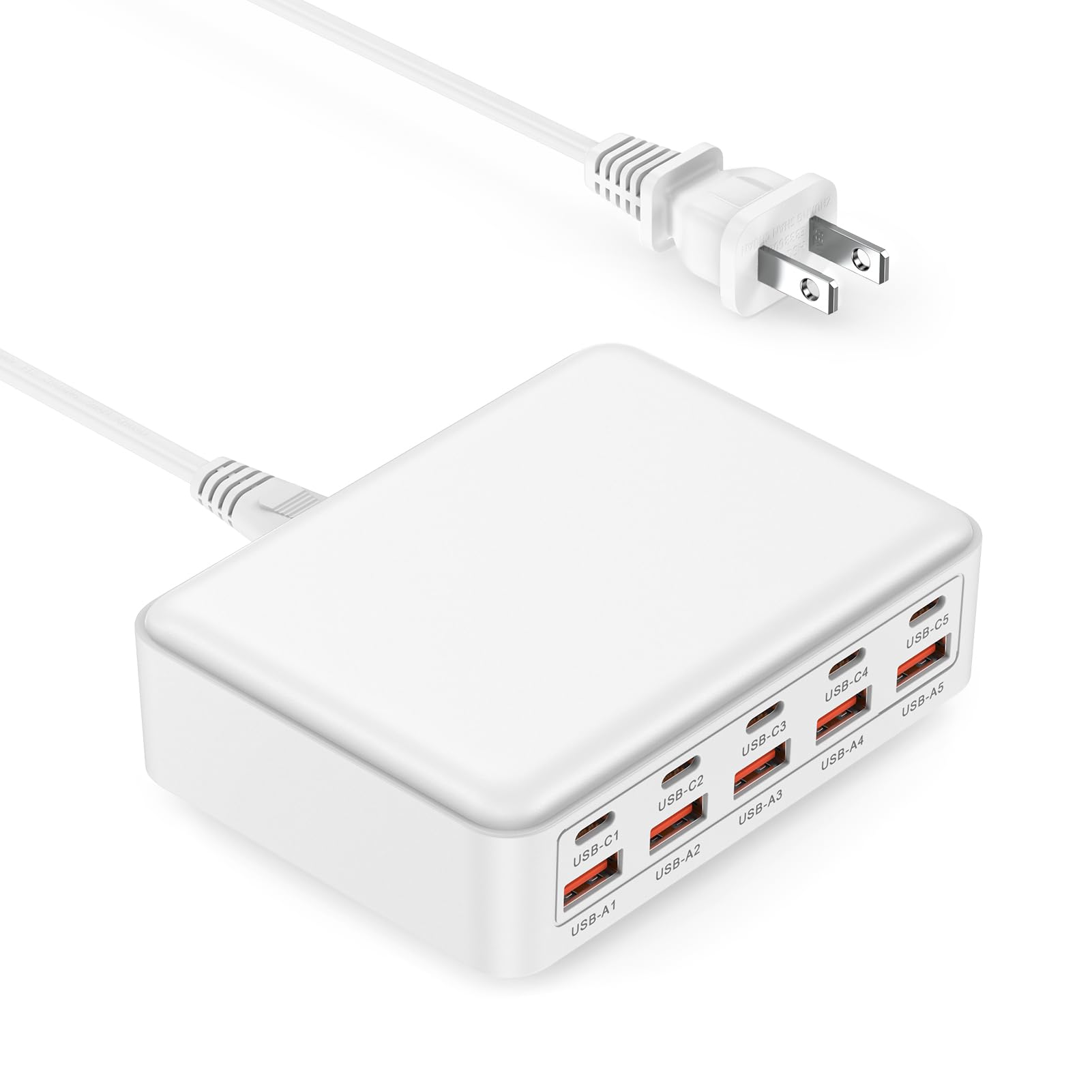 USB充電器 USB コンセント 【合計70W・10ポート】最大30W iPhone タイプC急速充電器 ACアダプター 【USB-A×5+USB-C×5/PSE認証済】 10台同時 卓上充電ステーション for iPhone iPad Android その他各種機器対応(White)