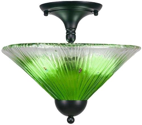 Toltec Lighting 120-MB-447 semi-empotrado con 2 bombillas con cristal verde kiwi de 12 pulgadas, acabado negro mate disponible en Yaxa Venezuela