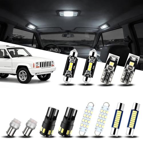 EASY EAGLE LED Interior Car Lights for Cherokee-XJ-1997-2001: 14 Piece Kit White LED Light Bulbs - Super Bright 6000K + Install Tool