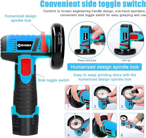 Esmerilhadeira Lixadeira Angular Profissional 2 Baterias 12V + Carregador Bivolt Máquina de Corte Re