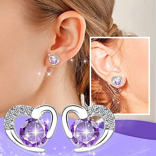 Clip On Statement Earrings For Women Elegant Sapphire Earrings Women's Temperament Earrings Gold Plated Earrings Earrings (Purple, One Size) #TOP1