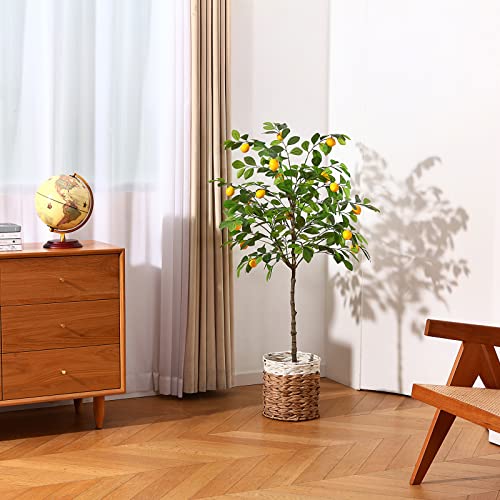 Kazeila Artificial Lemon Tree, 4 Feet Fake Lemon Plant, Pre Potted Faux Lemon Tree, Plastic Lemon Fruit Tree For Home Decor Living Room Office #TOP4