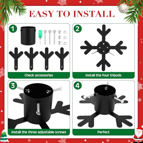 Foilswirl Christmas Tree Stand with Water Reservoir Real Christmas Tree Stand Snowflake Shaped Metal Base Holder Fits for 1.18"-4.33'' Trunk for Home Xmas Party Decoration, 1.4 L Water Capacity by Foilswirl - Image 4