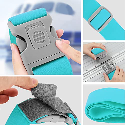 Image of ZINZ 2 PCS High Elastic Suitcase Belt Luggage Straps with Anti-Pinch Buckles, Heavy Duty Bag Bungees Travel Accessories, One Short and One Long,Green