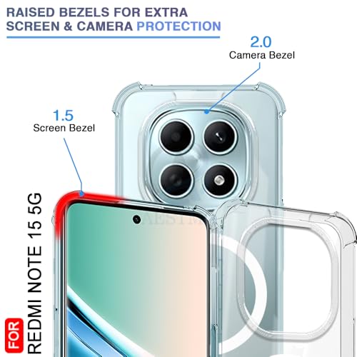 Image of AESTMO Clear Back Cover for Redmi Note 15 5G / Redmi Note 15 SE 5G / Poco M8 5G | 360 Protection | Transparent Back Cover (PC + TPU, Compatible with MagSafe Accessories, Transparent Bumper)