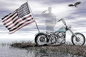 Harley Davidson Shovelhead Veterans Military Memorial Flag America Chopper Sturgis David Mann Art