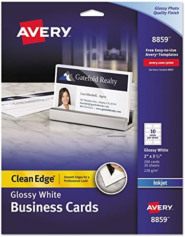 Amazon.com : Clean Edge Business Cards, Inkjet, 2 x 3 1/2, Glossy White ...